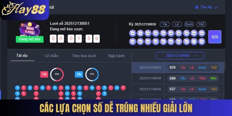 Các lựa chọn số dễ trúng nhiều giải lớn