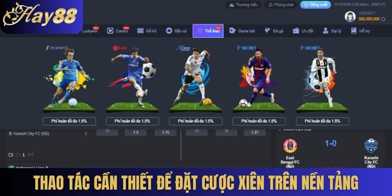 Thao tác cần thiết để đặt cược xiên trên nền tảng