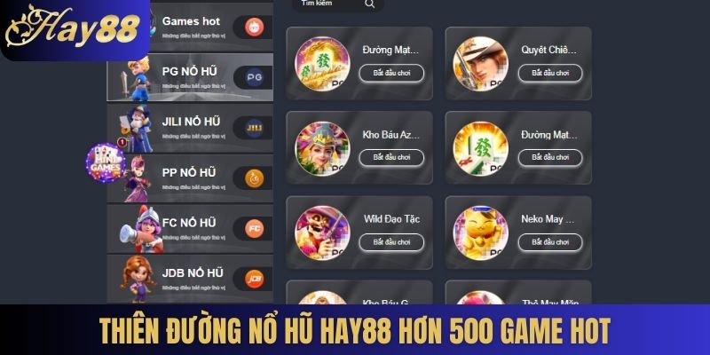 Thiên đường nổ hũ Hay88 hơn 500 game hot