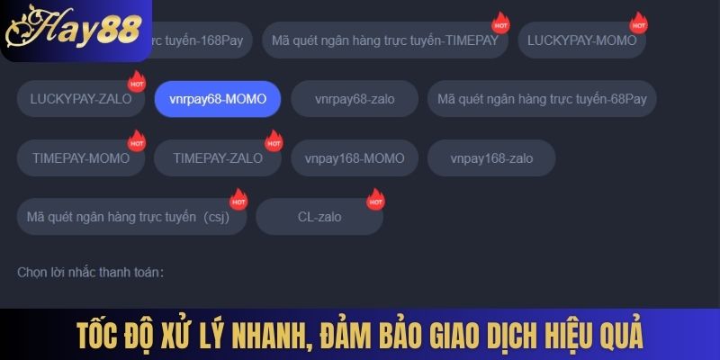 Tốc độ xử lý nhanh, đảm bảo giao dịch hiệu quả