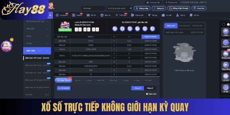 Xổ số trực tiếp không giới hạn kỳ quay